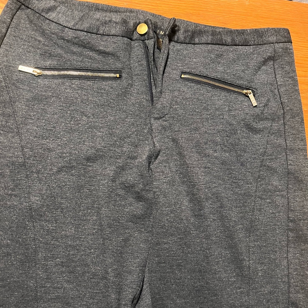 IMAN Gray Track Pants with Metallic Zipper Details